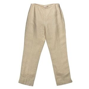 Merona Womens Size 10 100% Linen Split Hem Cream Light Sheen Trouser‎ Pants